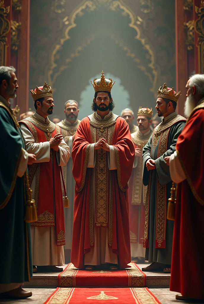 Make a gathering of leaders qith a fisher man
Make a coronation of a man leader