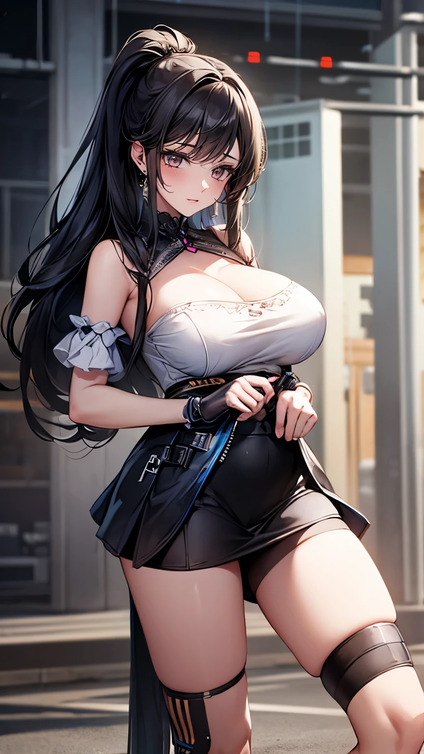 (Very delicate and beautiful:1.2)super model,,Beautiful breasts,voluptuous,【bike shorts】,,【3girls】,,Highest quality, High resolution, 8k,mini skirt.Three Girls.cyber punk.Mechanical Sword
