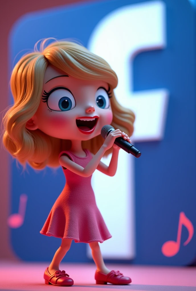 taylor swift singing beside facebook logo 3d cartoon