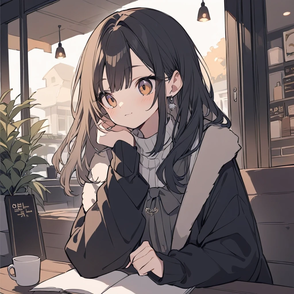 study，cute，atmosphere，Korean Girl，national language，Stylish，Cafe