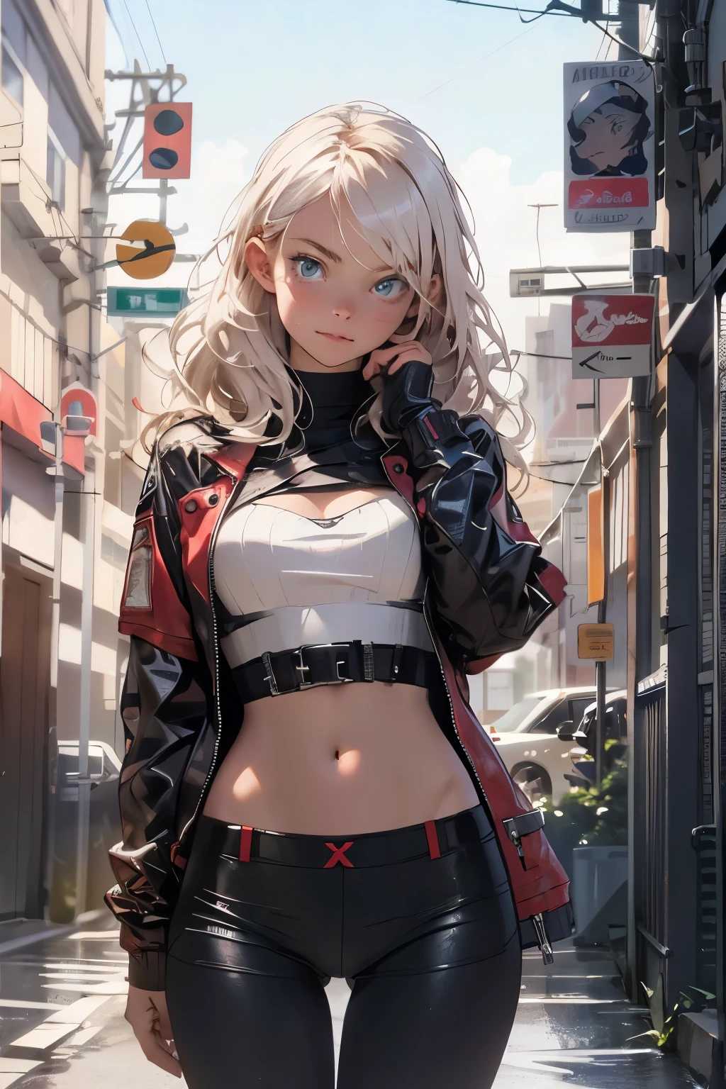 melancholy lighting, Calm down and relax, Calm down and relax, brightness, masterpiece, beste-Qualit, 1 girl, (JinxLol: 1.2), (Ultra fotorRealists: 1.3), (masterpiece: 1.4), beste-Qualit, ((Realists)), high quality, ultra detailed, ((real image)), ((realisic skin)), ((Realistsc face)),(Illustration: 1.05), (Nice: 1.05), (Nicee Detailaugen: 1.05), (cinematiclight: 1.1), Red Torino before attacks, Body complete, red leather jacket, tiny panties, movement, Elle Fanning