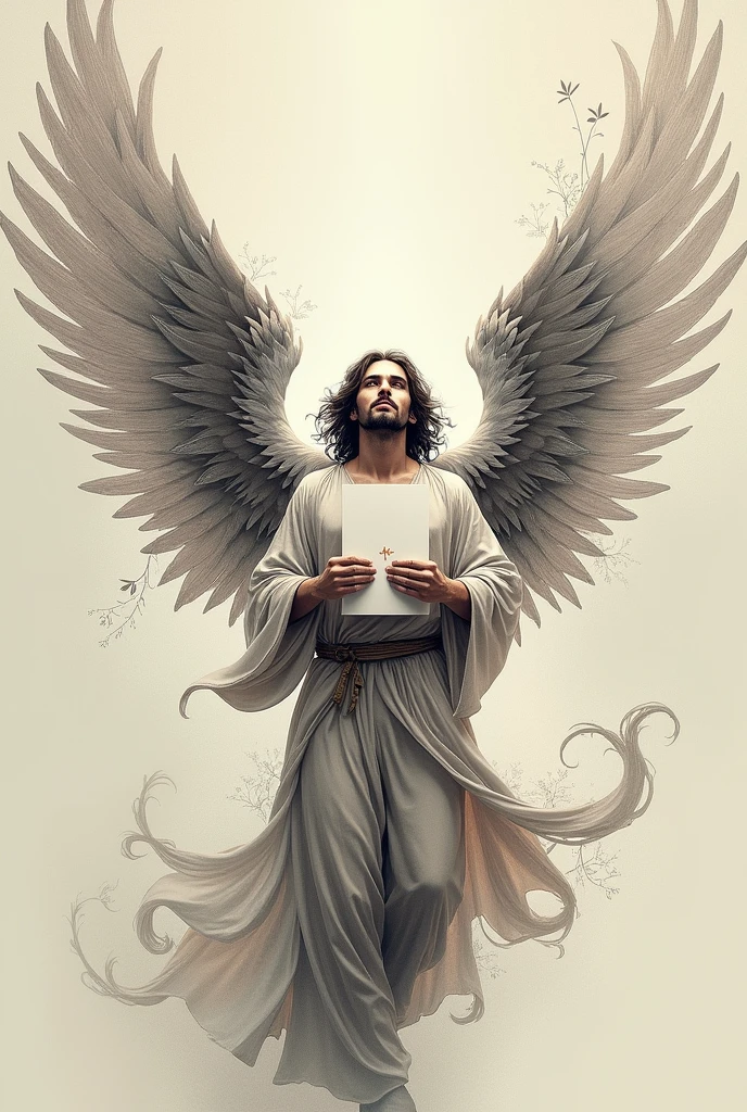 Male angel carrying a message to God in animated tattoo ink