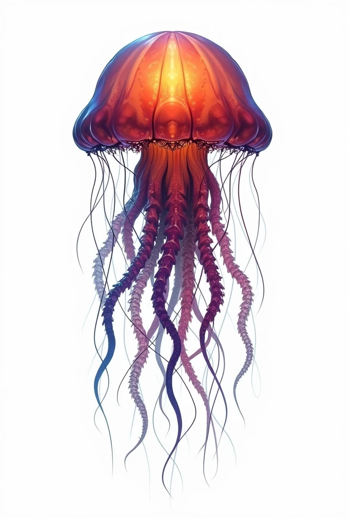 drawning, sharp colors, A jellyfish, medieval style, fully body, white background, BOARD PIECE, character seen from the front