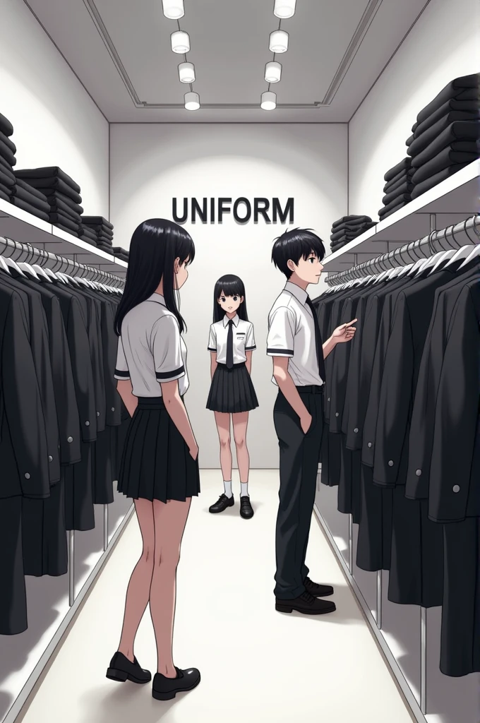 School uniform shop, black and white