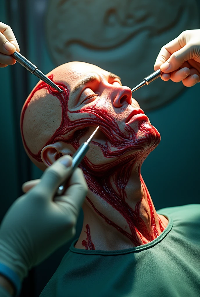 Human head bloody neurosurgery 