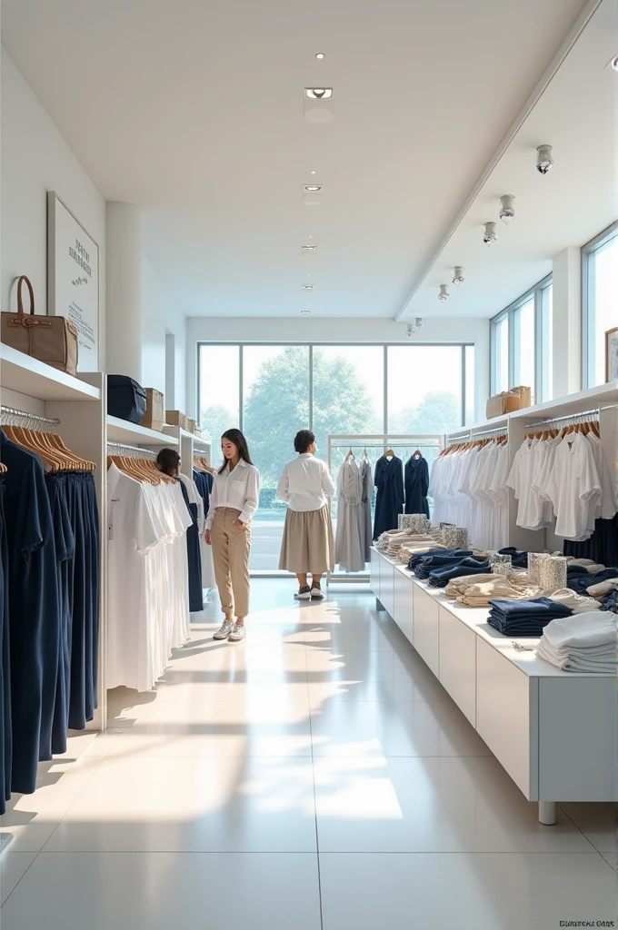 Design a shop selling student uniforms, white color