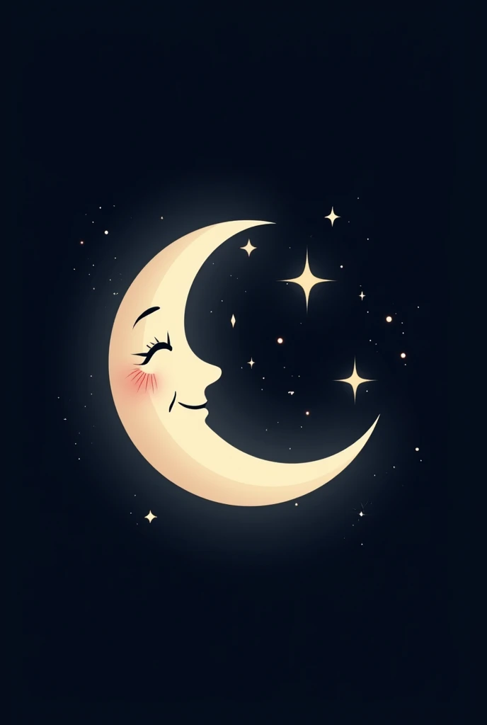 Make a cute logo for an artist name Nightfall, a half crescent moon with a sparkle in the side of the moon, representing that the Night falls