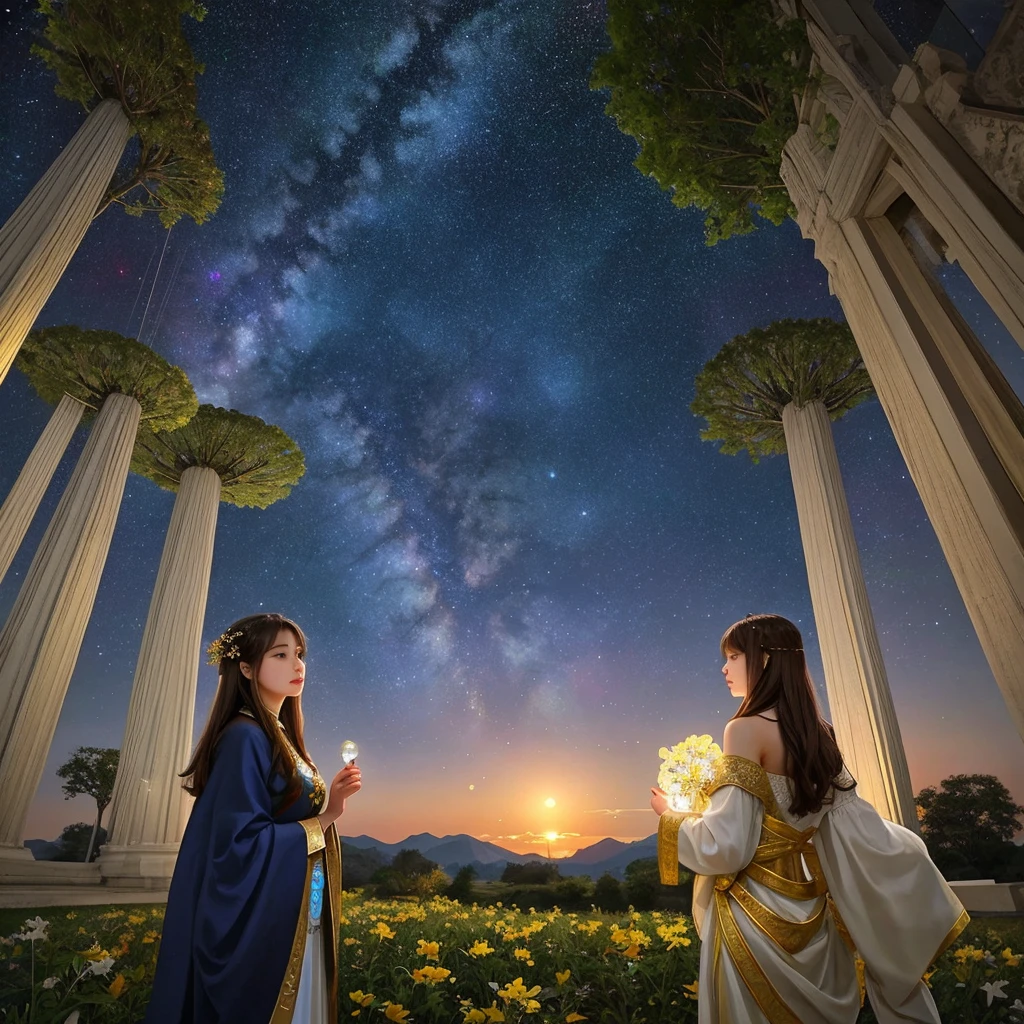 

Create a surreal image of an interstellar nebula, Complex clear glass [The Tree of Life in the Universe The branches of the tree should contain celestial objects such as planets, moons, and stars, all of which radiate from a bright light at the center at the top of the tree.] , The tree should be next to the beautiful Thai-Chinese woman. ((sexly)) White skin, long brown hair, slim figure, sexy, wearing a white lace bra., White lace panties, ไม่สวมรองเท้า เธอ นั่งอย่างelegantข้างลำธาร หลังฉากป่าที่เงียบสงบ, Galaxy, Flora and fauna, Too realistic, Special details, elegant,  Spiritual evolution, World Creation, Catholic religious art, collective consciousness, Sacred and sacred,  Spiritual Awakening, The background should feature a starry night sky to add a mystical atmosphere., Beautiful show.

