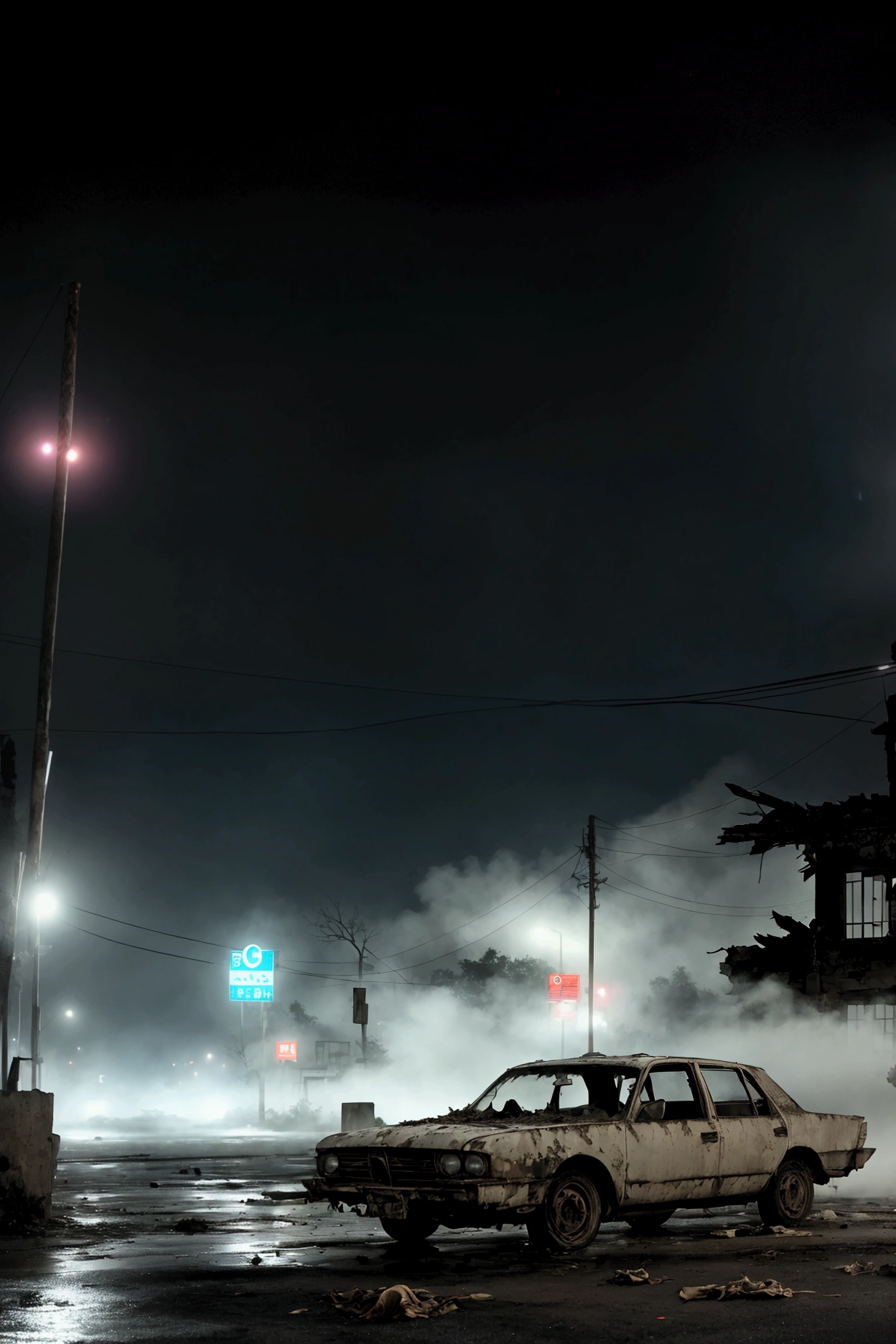 ruins、Real Stick、Dilapidated car wash、Late Night、Thick Fog