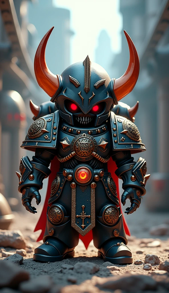 isometric, 3d render, jrpg style character, chaos space marine, warhammer 40k, chibi