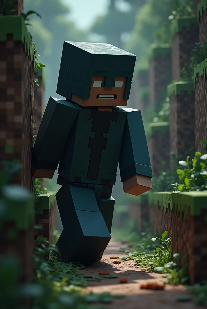 Make a Minecraft thumbnail where I see someone doing something secret I&#39;m kind of hidden