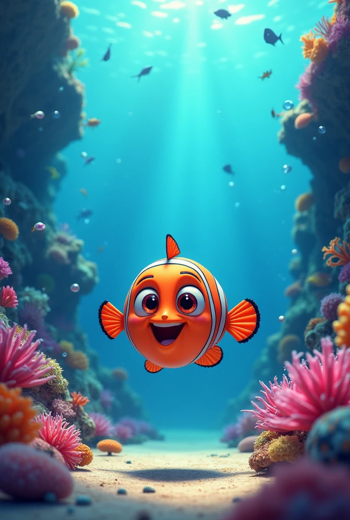 Create an image inspired by the cover of the movie Nemo, but instead of Nemo I want a volleyball, and the title of the image is "looking for volleyball"