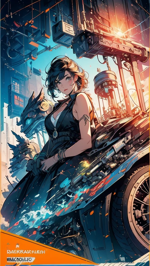 (((masterpiece, highest quality))),(((solo:1.2))),(((1girl:1.2))),32k wallpaper, very detailed, poster, vintage science fiction,(((((geometric cinematic movie poster))))), (bauhaus), shape,(((abstract))),(mid century modern),movie poster,(((((portfolio))))),(((((Close-up))))),(((((bust up))))),((((more various angle)))),(((highlight))),Vast landscape,((((heterochromia)))),(((complete. detailed face))),(((Extremely talented))),(((((most complecated machine))))),Colorful color scheme,(Cleavage),(((((unlimited mechanic Workaholic)))))