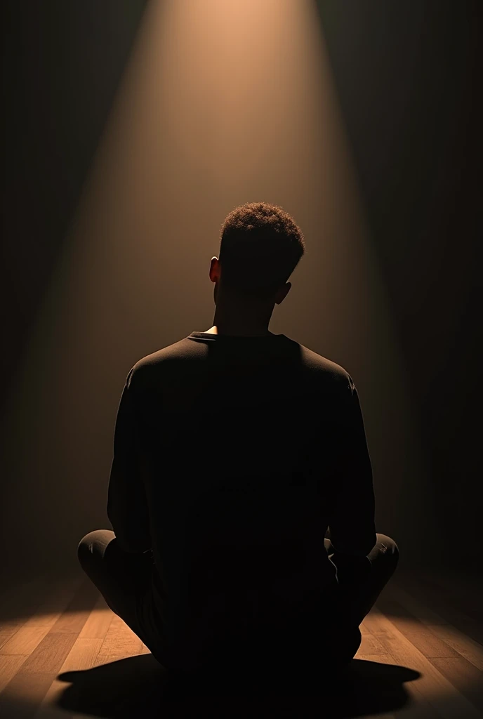 RAW, Best quality, high resolution, work: 1.3), (iu:0.8),8K, Masterpiece, RAW photo, Best quality, detail:1.2),Photorealistic, Extremely detailed Cg Unity 8K wallpapers, Depth of field, Lens flare, Ray tracing, dark, moody, dramatic one light set up, African American r&b singer sitting down in a spot light performing. Front facing