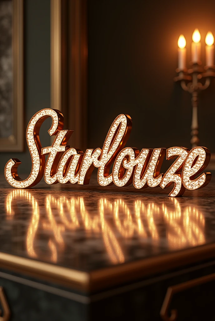 A text saying "Starlouze" in italic in the Juicy Couture font with realistic strass