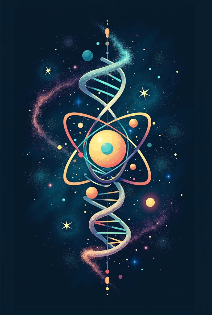 A science logo with atom, DNA, and universe