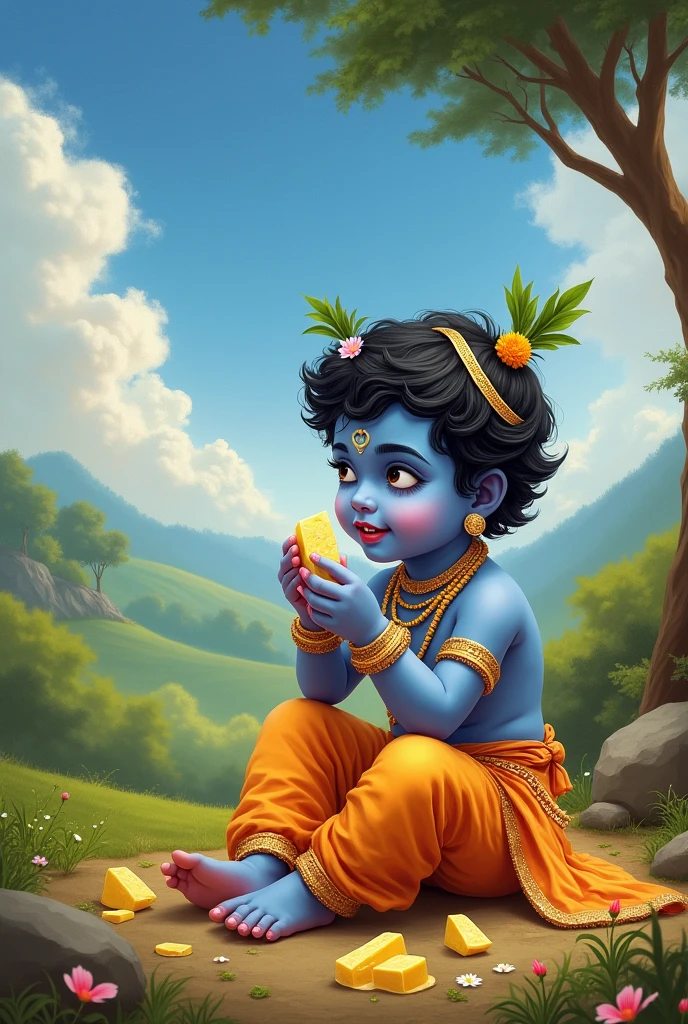 Lord Krishna eating butter