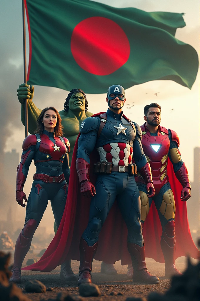 Avengers Heros in Freedom Fighter for Bangladesh with Bangladeshi flag and win