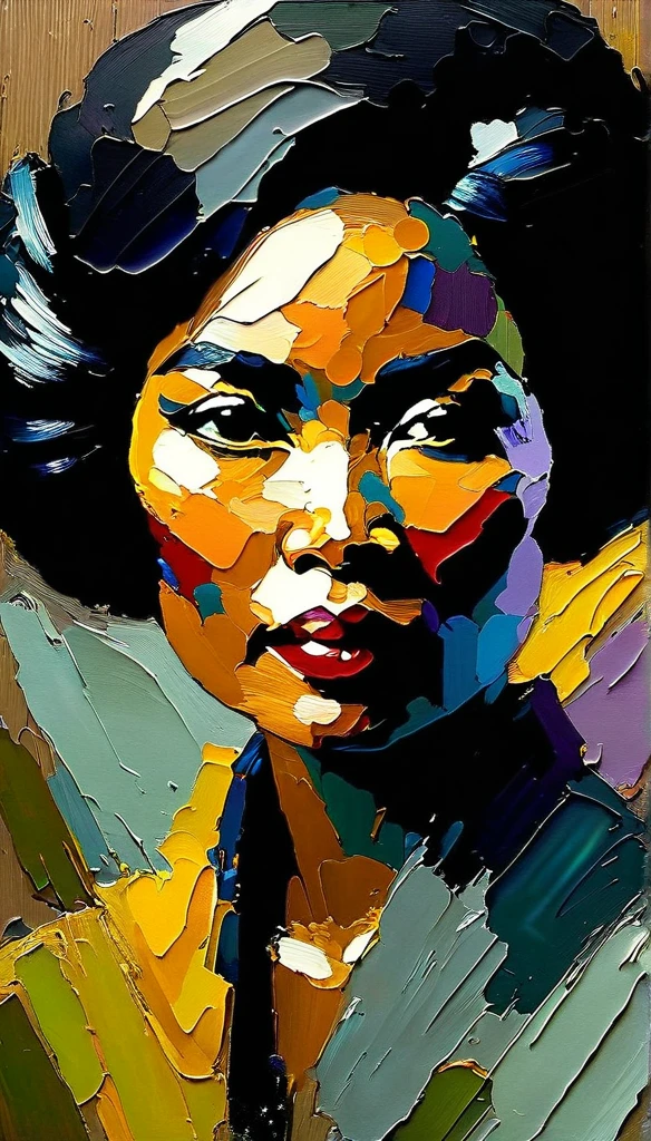
Portrait of RA. Kartini thickly textured oil painting, impasto brush strokes, dry brushing, exposed underlays, abstract landscape, moody lighting, dramatic shadows, muted earth colors, bright colors, highly detailed, masterpiece, Create an evocative oil painting inspired by Malcolm Liepke, based on the image provided. Capture the young subject's intense, introspective expression using bold, expressive brushstrokes and a muted color palette. thick textured oil painting, impasto brush strokes, dry brushing, exposed undercoat, RGB scale color scheme
