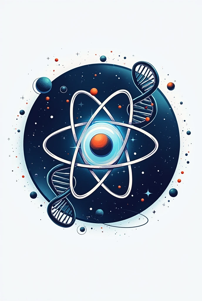 A science logo with atom, DNA, and universe