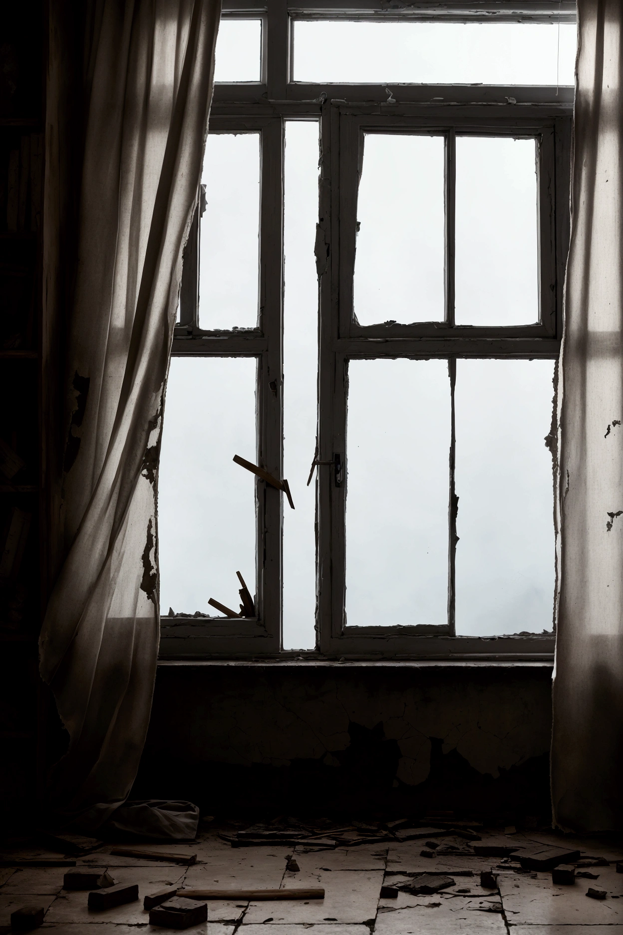 ruins、Real Stick、、Science Room、Dark、Late Night、Thick Fog、Broken Window、Torn curtains。