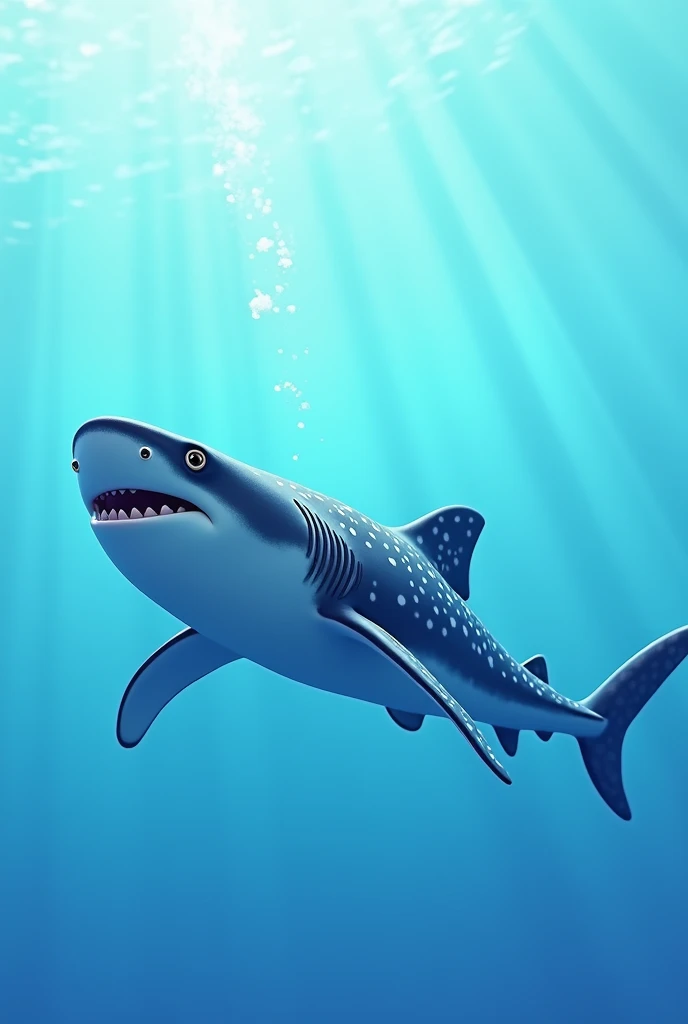 Whale shark in the 3D pixar style with transparent background