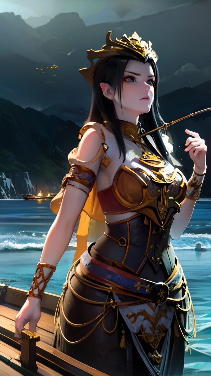 (masterpiece:1.2), best quality, photo of beautiful female fisherman, gingerhair, 40yo, wearing yellow raincoat,  (on fishing boat:1.3),  dark clouds, Photorealistic, Hyperrealistic, Hyperdetailed, analog style, hip cocked, demure, low cut, detailed skin, matte skin, soft lighting, subsurface scattering, realistic, heavy shadow, masterpiece, best quality, ultra realistic, 8k, golden ratio, Intricate, High Detail, film photography, soft focus