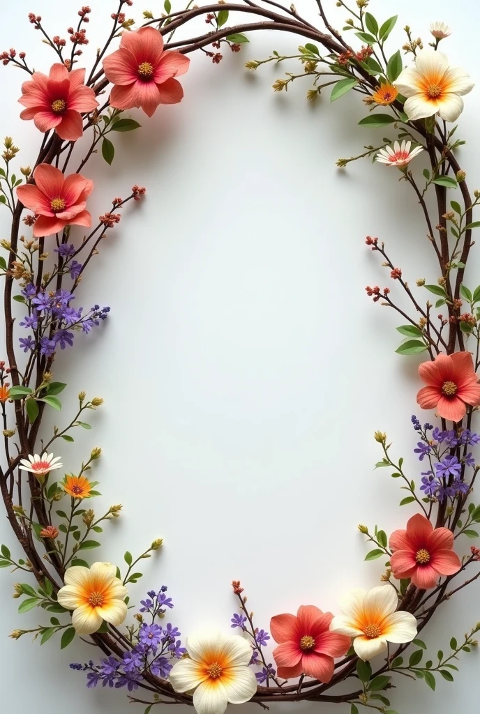 frame made with branches of plants and flowers