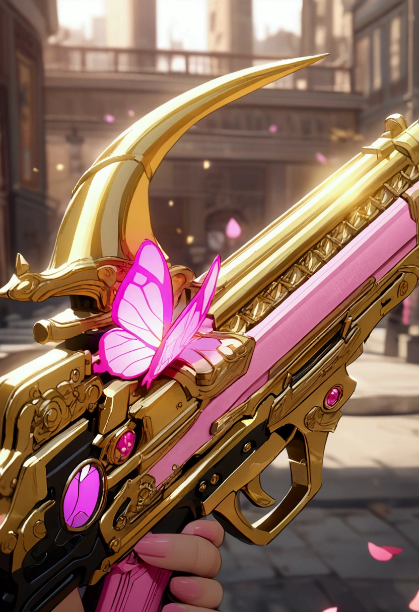 Free fire golden horns, pink butterfly gun