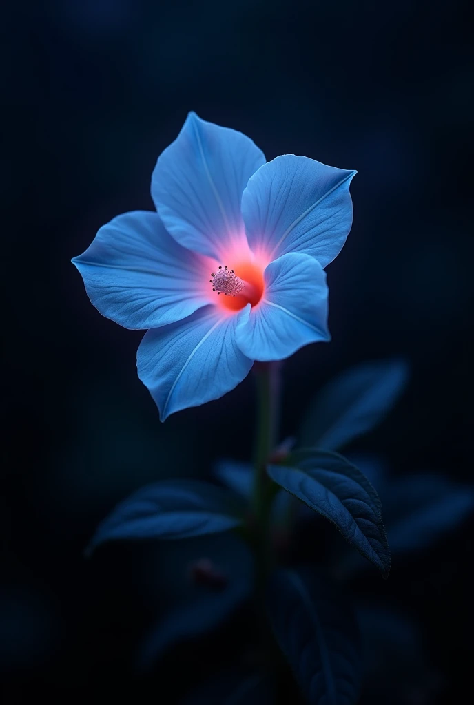 Firefly petunia glowing in black background