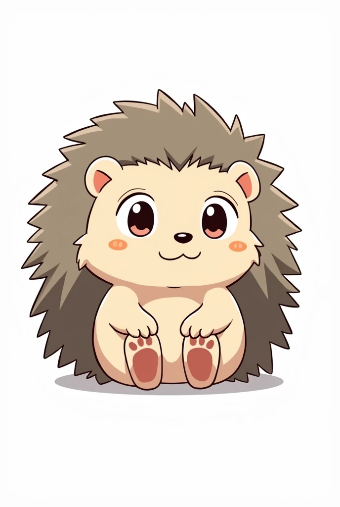 "A hedgehog in an anime style, looking directly at the camera with a white background."