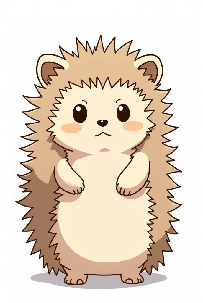 "A hedgehog in an anime style, looking directly at the camera with a white background."
