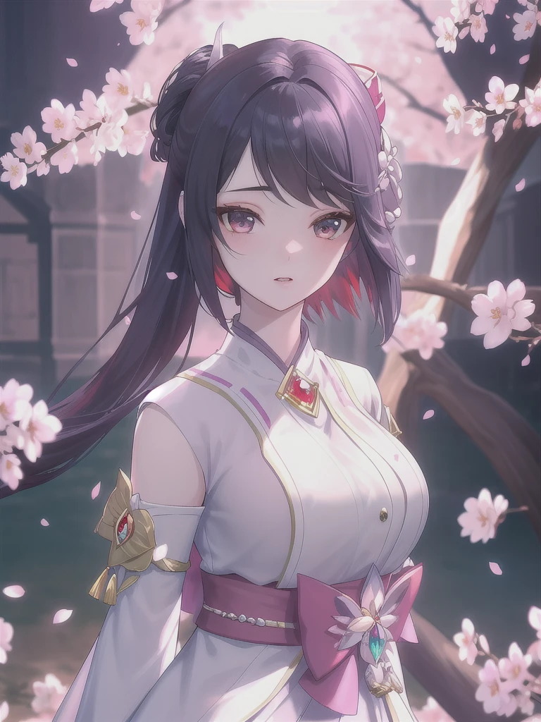 (,1 Girl, Throw,best quality,masterpiece, ) ,(((Cherry blossoms,, ))) Ultra-realistic 8k CG, Flawless, Clean, masterpiece, Professional artwork, Famous Artworks, Movie Lighting, Movie Bloom, Perfect face, Pretty Face, fantasy, Like a dream, illusory, Science fiction, luxurious, Jewelry, diamond, Kaneko, pearl, gem, 蓝gem, 红gem, emerald, Intricate details, delicate patterned, charming, Tempting, Tempting的, , enchanting, Hair accessories, necklace, earrings, bracelet, armband,Halo,Autumn leaves,