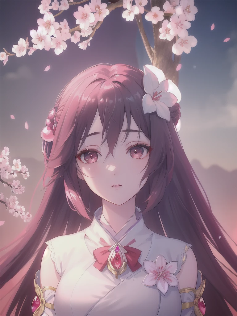 (,1 Girl, Throw,best quality,masterpiece, ) ,(((Cherry blossoms,, ))) Ultra-realistic 8k CG, Flawless, Clean, masterpiece, Professional artwork, Famous Artworks, Movie Lighting, Movie Bloom, Perfect face, Pretty Face, fantasy, Like a dream, illusory, Science fiction, luxurious, Jewelry, diamond, Kaneko, pearl, gem, 蓝gem, 红gem, emerald, Intricate details, delicate patterned, charming, Tempting, Tempting的, , enchanting, Hair accessories, necklace, earrings, bracelet, armband,Halo,Autumn leaves,