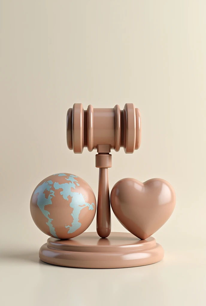 A gavel with a heart and globe
