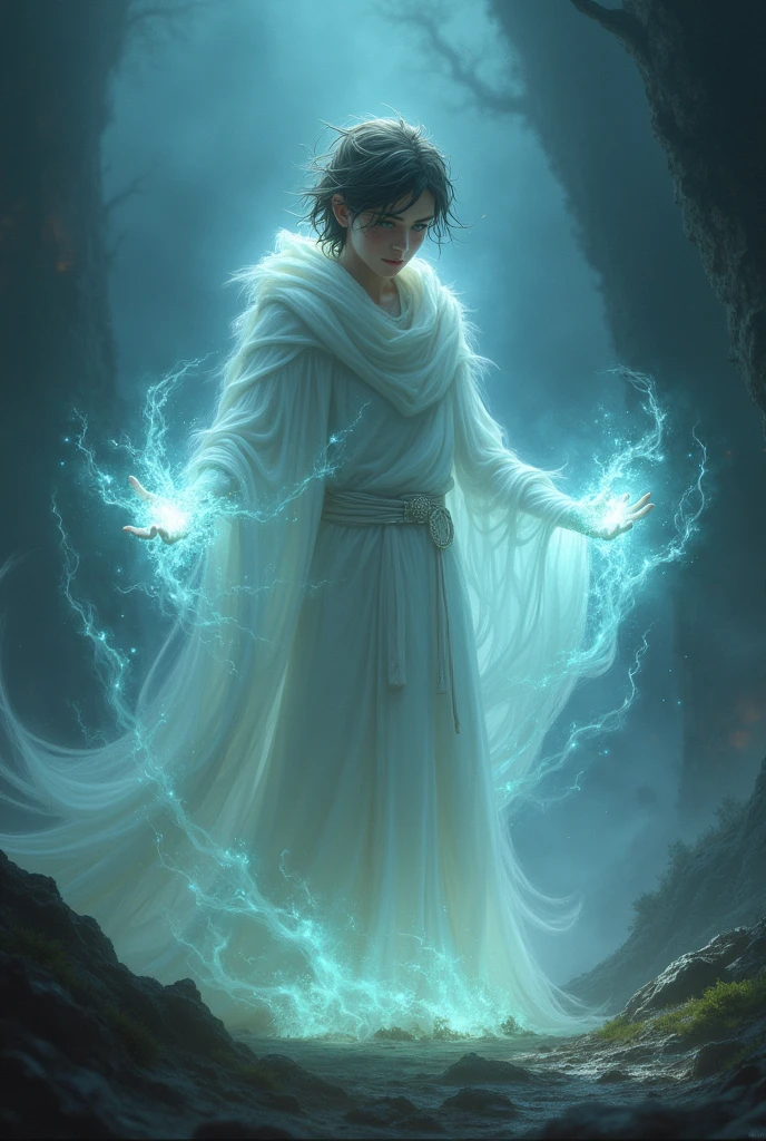 A young wizard man/ghost magician