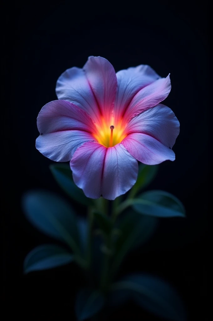 Firefly Petunia glowing in black background