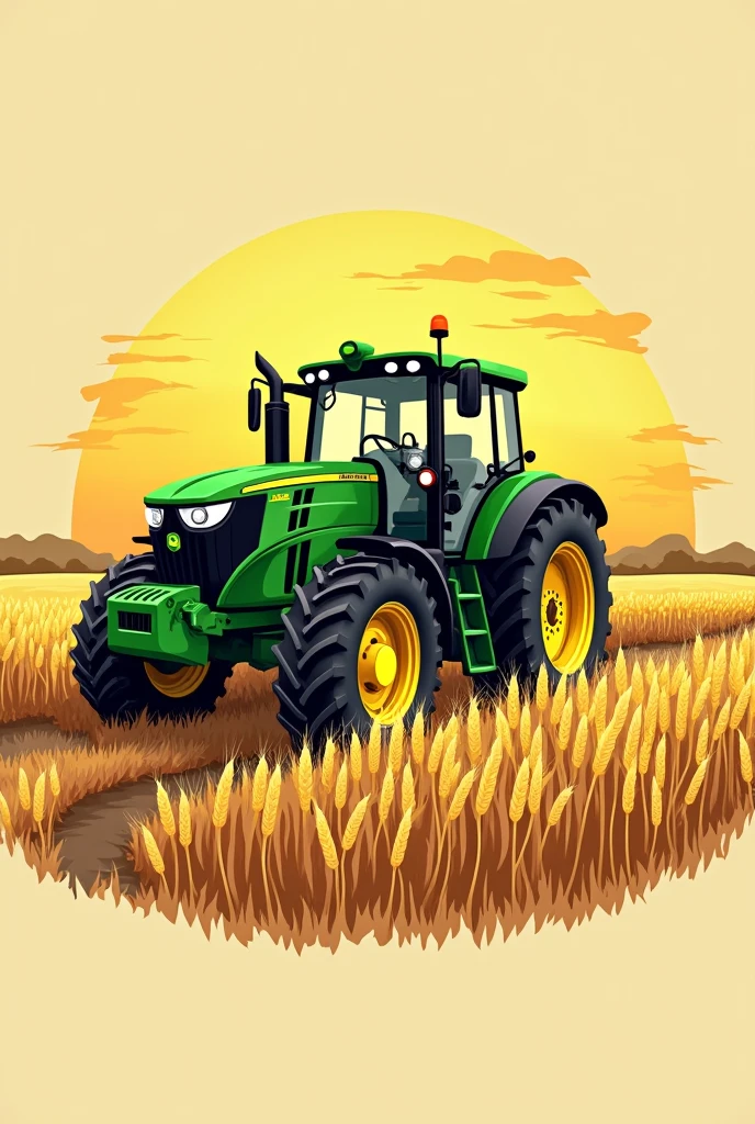 create a professional logo named " Yadav Krishi form" A John Deere tractor is a wheat field khada in agriculture in India