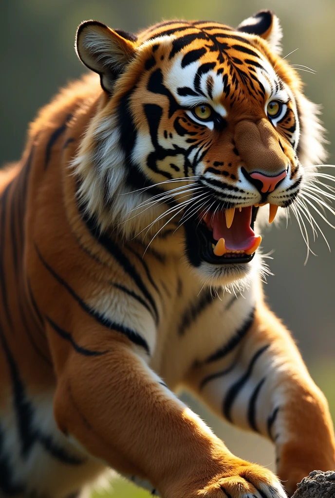 make a pic of a person who fight with a tiger and that are more powerfull then a tiger