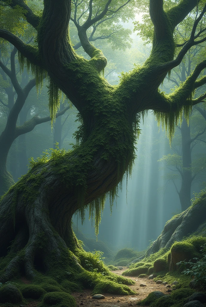 a tough, grayish-green moss that grows on the bark of ancient, enchanted trees