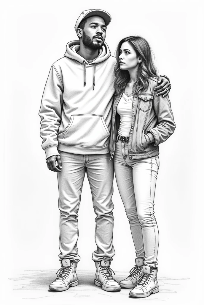 A pencil sketch of a A 19 years old rap artist getting back to the spotlight with the help of a friend not holding a guitar 