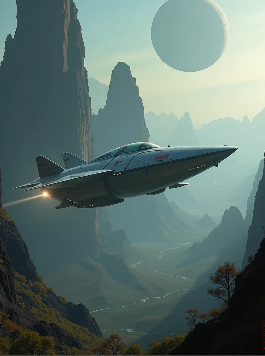 alien ship flying over an unknown exoplanet