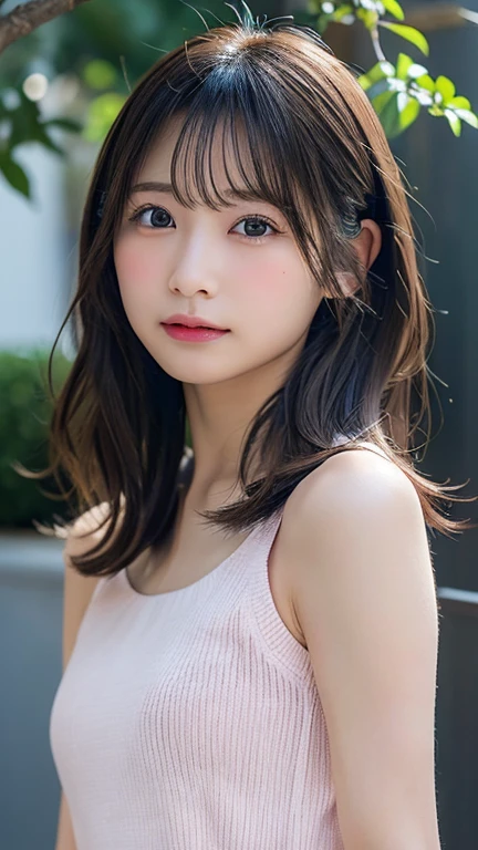 high quality、Generate high resolution images。She is young々Successfully、With a cute appearance、Has a fresh and natural look。Here are the specific details::
1. **Face shape**: (Oval face with a slightly pointed chin:1.3)。
2. **eye**: (大きいアーモンド形のeye:1.4、double eyelid。eyeの色はダークブラウン:1.5、There is a vibrant glow)。
3. **Eyebrow**: 自然なアーチを描いたEyebrowで、It is well maintained though、Not too thin。
4. **nose**: small、やや上向きのnose。
5. **mouth**: Natural pink plump lips。She has a gentle smile。
6. **Skin color**: Has a healthy glow、Brighter, smoother skin。
7. **hair**: long、(ストレートな黒hairで、Has a slight sheen)。hair型はソフトなウェーブかストレートのままにすることが多い。
8. **make**: ミニマルでナチュラルなmake。A lightweight foundation to even out skin tone、A touch of blush on the cheeks、eyeを引き立てるための控えめなアイライナーとナチュラルなマスカラ。Lips lightly tinted in pink or peach。
9. **accessories**: smallて繊細なイヤリングやシンプルなネックレスを時々wear。
10. **expression**: Friendly、フレンドリーなexpression。軽い微笑みや遊び心のあるexpressionが特徴。
To focus on her face、Shoot in a bright environment、The background should be neutral or soft and blurred。