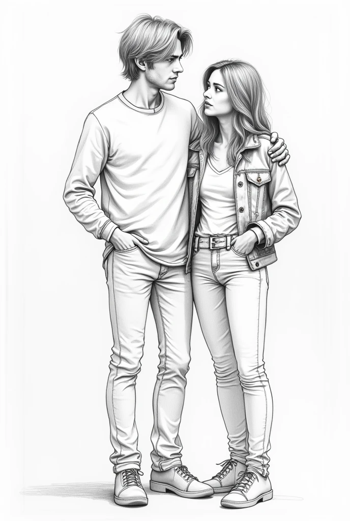 A pencil sketch of a A 19 years old musicians getting back to the spotlight with the help of a boy friend