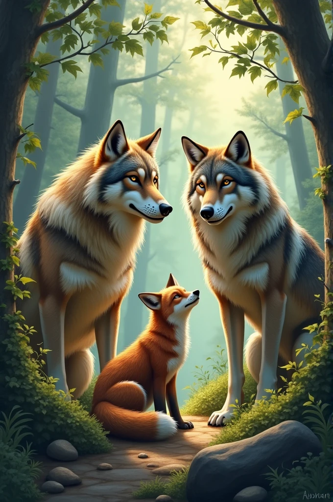 2 loups et un renard
