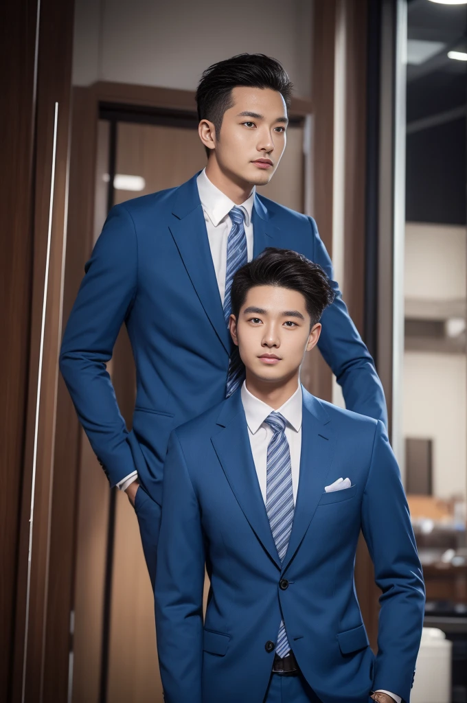 triped light blue suit、 30-year-old handsome employee、Hair is neat.No short beard.no beard、 vietnamese 30-year-old man、 merchant、 office、 Stand up in a suitSyoung handsome man、 Full body image、 (CG Unity 8K high-detail photos)、 (a very detailedSThe handsome guy in the class)、 (Photos are real)、 ((top quality))、 Super detailed、 (Masterpiece)、 Ultra high quality、 High、 audience、 gentleman、 very beautiful hair、 short hair、 bright photos、 As handsome as a model、 vietnamese