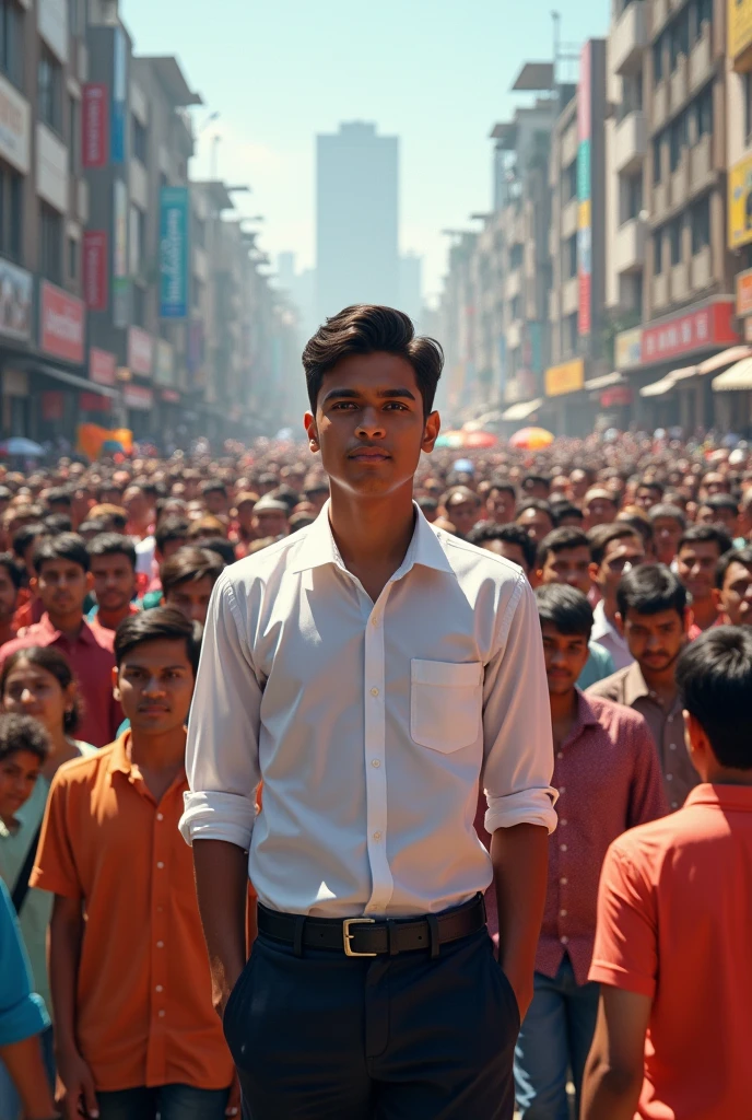 Show me a Bangladeshi student male 20 years old and her back 2000 people