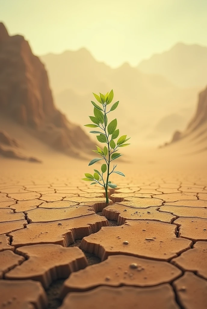 Very dry land with one small plant. That dry land become a forest