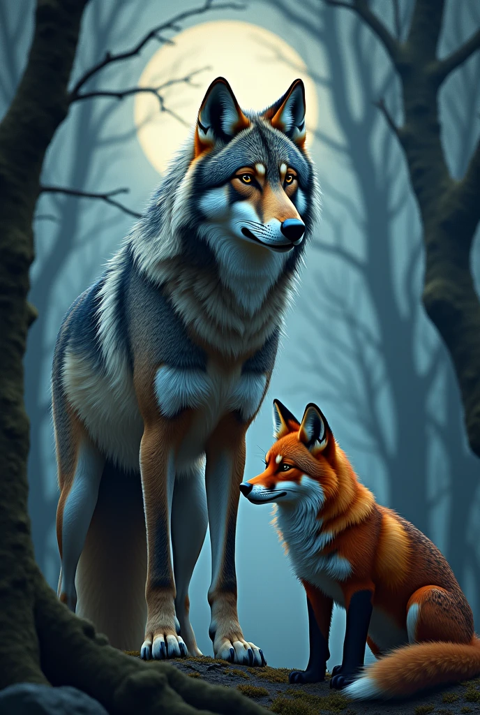 Un loup et un renard et un loup