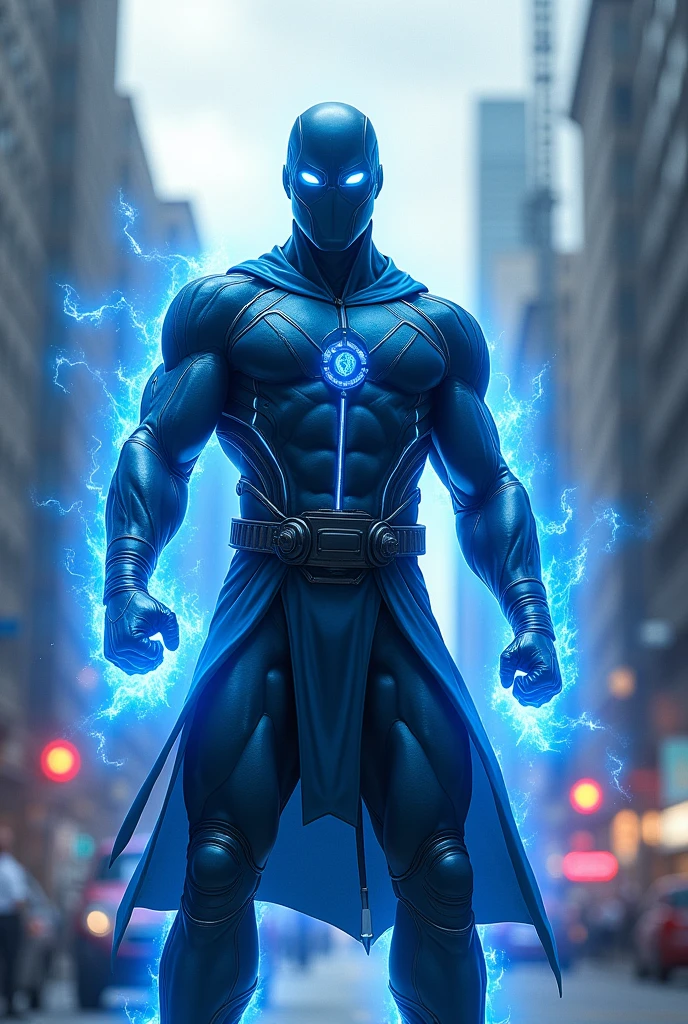 A very strong superhero with blue ninja powers with teleportation and regeneration
